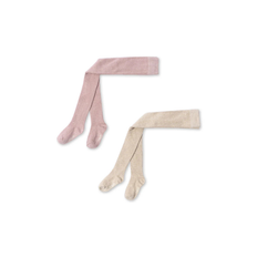 Konges Sløjd - 2-pak - Rib strømpebukser - Glitter Rose Off White 68/74