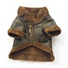 Vivi Bear Punk hundkappa PU-läder komplex nalle kashmir vinter varmt mode cool jacka PADED fyra fötter tjock varm vinterrock för små medelstora hundar 3 färger 4 storlekar., XL(L:14.2" C:17.7"), Brun