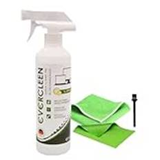 EVERCLEEN Screen Cleaner Pro Skärmrengöring 500 ml + mikrofiberduk. Miljövänlig och veganskt rengöring "Made in Germany" för TV, PC, bärbar dator, surfplatta, skärmar, glasögon och smartphone