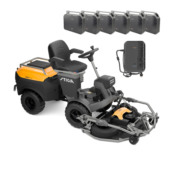 STIGA ePark Pro frontklipper - 110 cm klippebredde inkl. fri levering, montering og klargøring | Inkl. 6 batterier og lader.