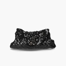 CHANEL Sequined CC Half Moon Clutch Bag - Black