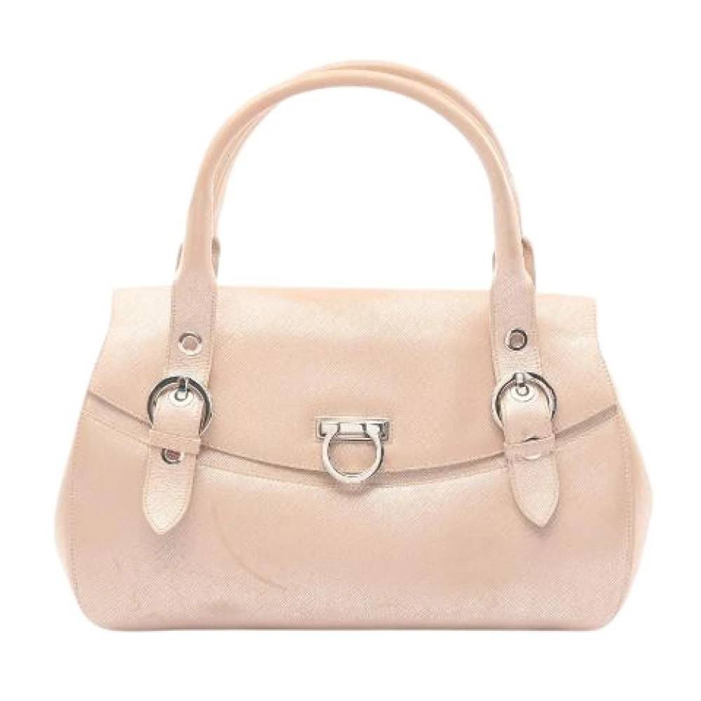Salvatore Ferragamo Pre-owned Pre-owned Gancini Leather Handbag - Vintage - Dame - Lyserød - ONE SIZE - Uld