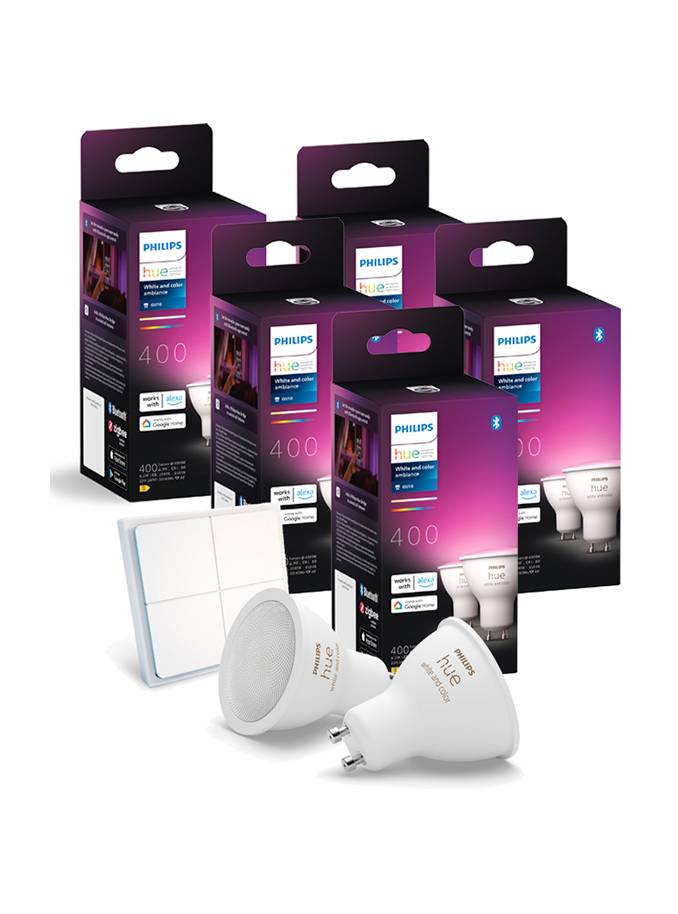 Philips Hue Color LED Spot - GU10 - 10-pak (NY 2024 MODEL) + Lightbee