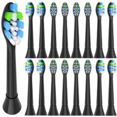 QLEBAO Ersatzbürsten Kompatibel mit Philips Sonicare Elektrische Zahnbürste Aufsteckbürsten, 16er Schwarz Sensitive Bürstenkopf, Modell: 903 Schallzahnbürstenköpfe, Soft Bürsten