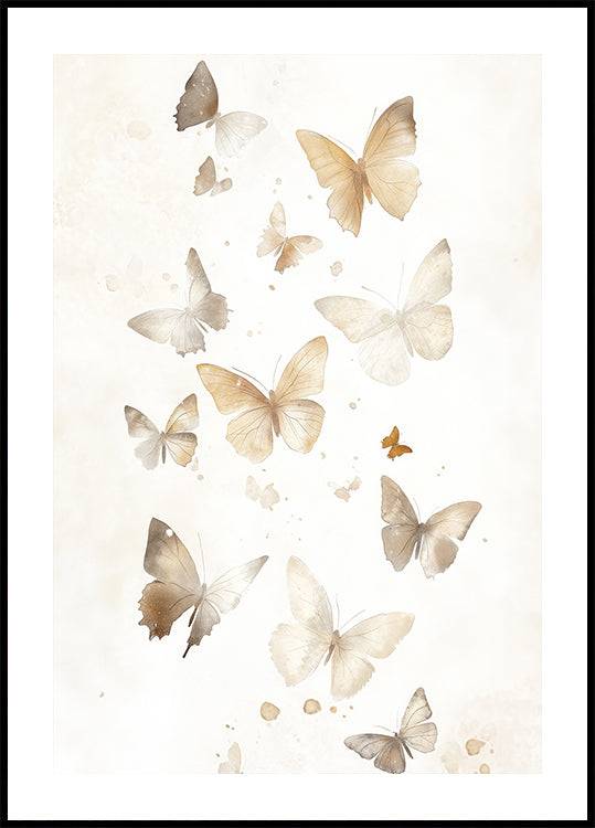 Soft Butterflies Poster (100x140cm) - Plakater > Barnväggskonst, BD