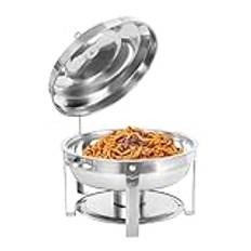 MEHOOSPVN Chafing Dish rund 7,5 liter bufféset varmhållningsbehållare, chafing dish matvärmare rostfritt stål värmebehållare rostfritt stål ram och lock, soppvärmare för catering buffé och fest