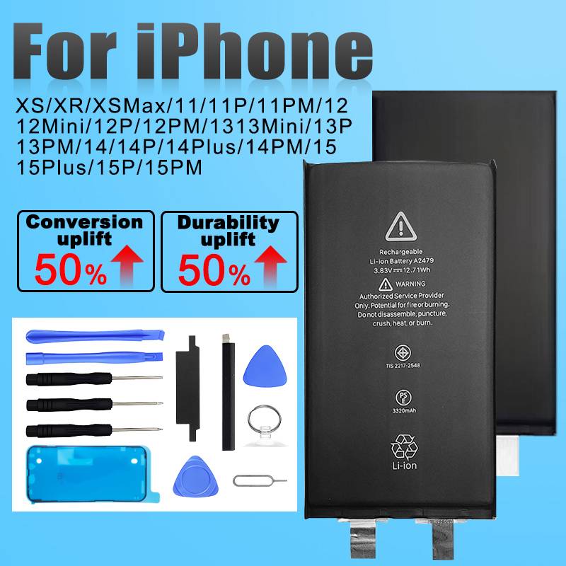 0 Cycle High Quality Rechargeable Battery For iPhone 11Pro 12Pro 13Pro 14Pro 15Pro XR XS 11 12 13 14 15 ProMax Mini + Tools Kit