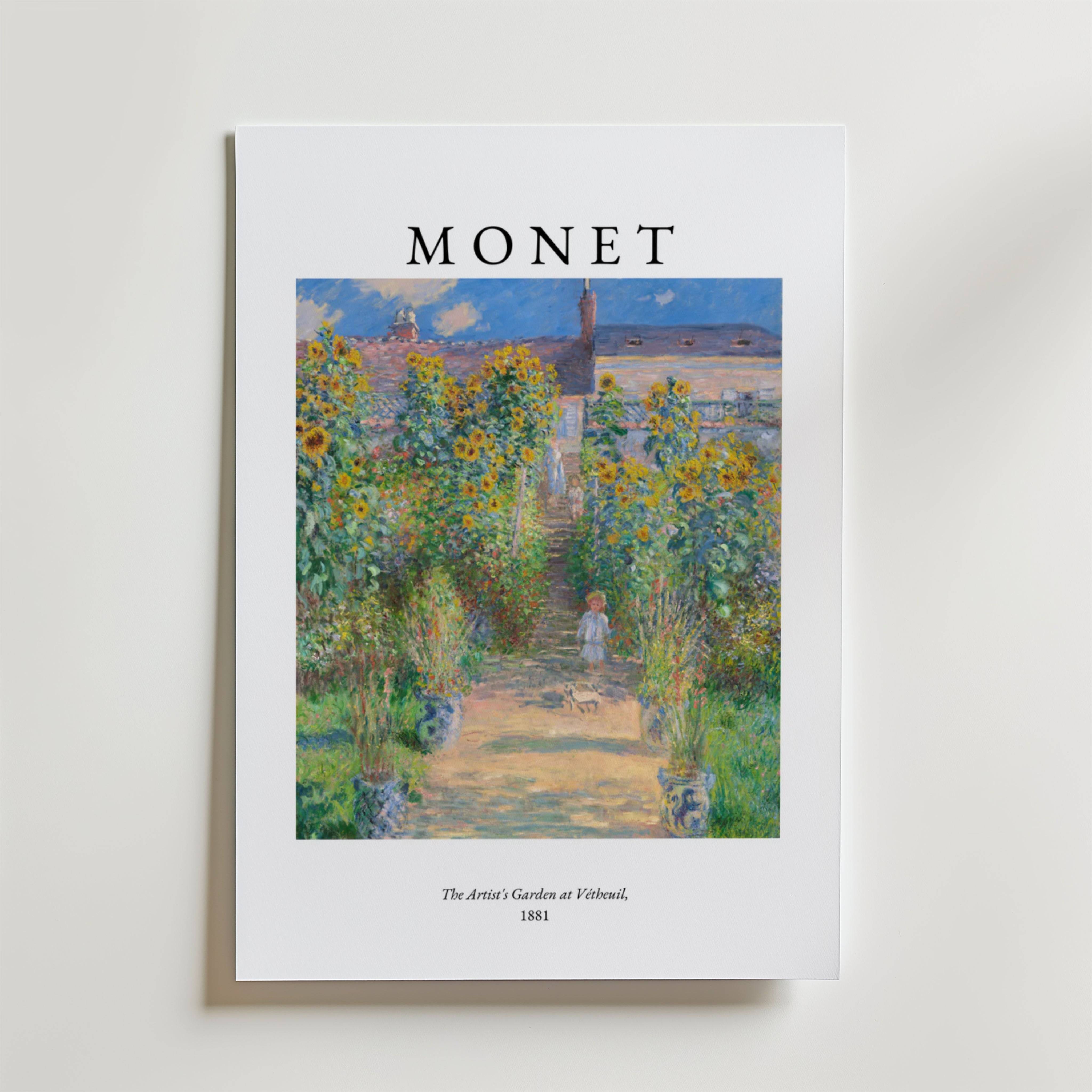 Claude Monet The Artist�s Garden Poster - Premium Canvas 70x100 cm Med passepartout