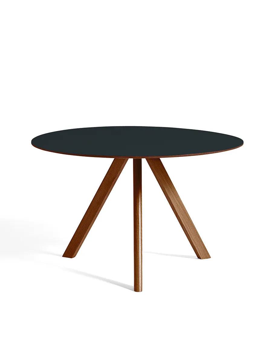 Copenhague CPH20 Bord, Ø120 cm fra Hay Lakeret valnød / Dark grey linoleum - Jacobsen Plus