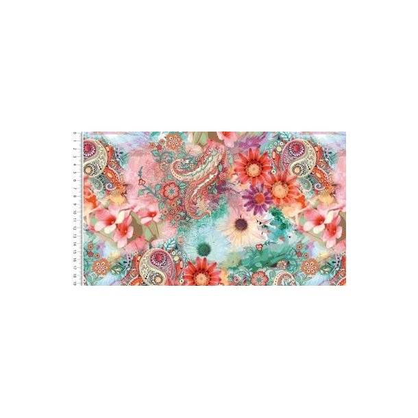 Økotex viscose jersey Rose m/print