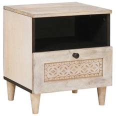 Sängbord med låda Beige 40 x 33 x 46 cm massivt mangoträ