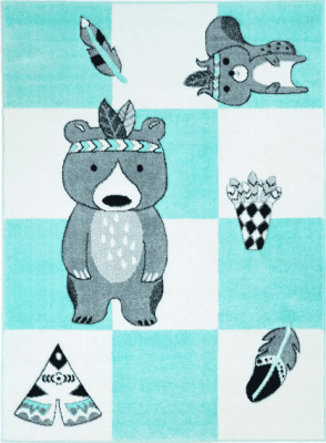 Barnmatta - Bueno Indian Bear (turkos) (Storlek: 120 x 170 cm)
