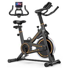 Heimtrainer Fahrrad, UREVO 10kg Schwungrad Spinning Bike Indoor mit 120 kg Gewichtskapazität, einstellbarem Widerstand und LCD-Monitor für Heimtraining