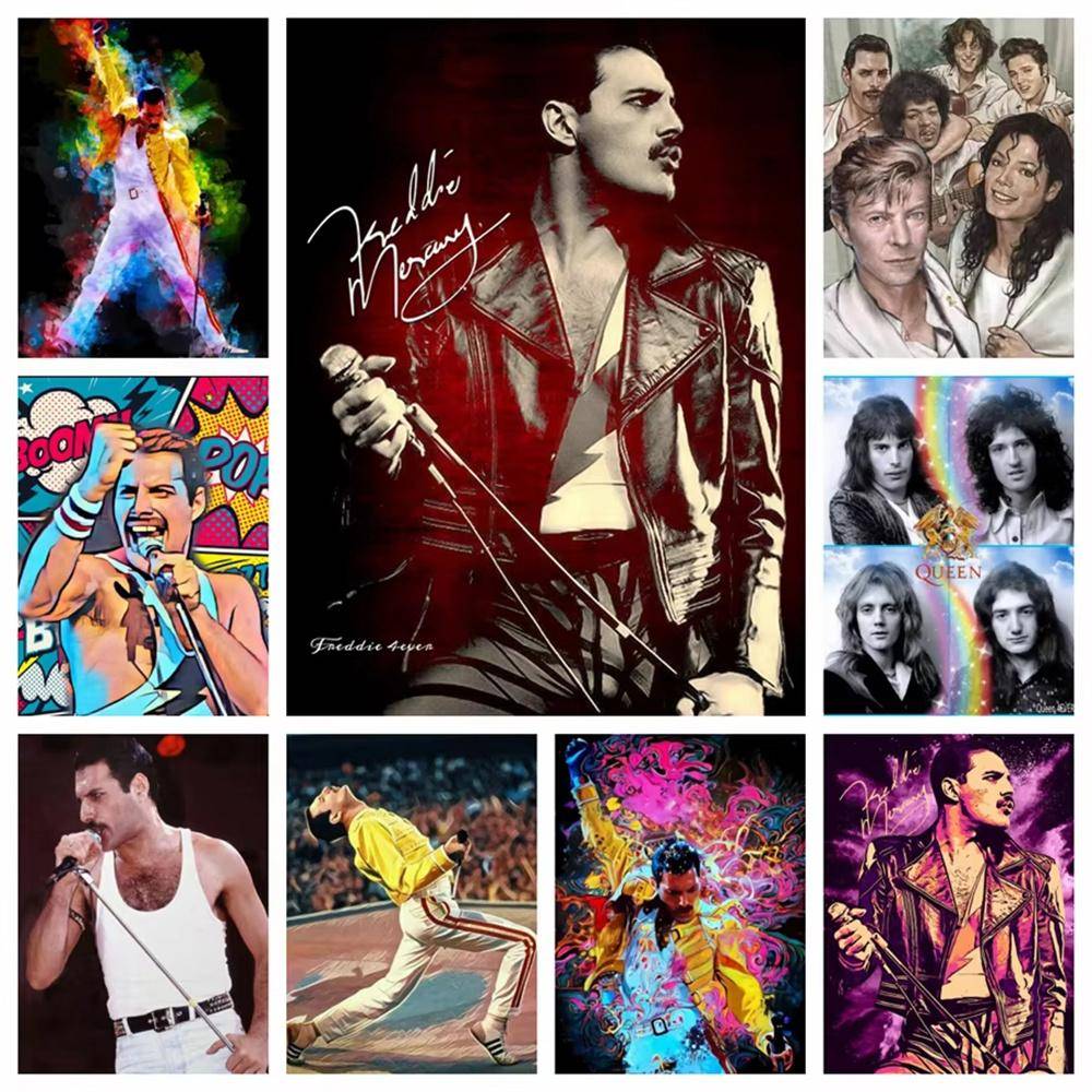 Freddie Mercury Klassisk 5D DIY Diamantmålning Konst Queen Band Sångare Porträtt Broderi Korsstygn Hela Borrar Heminredning