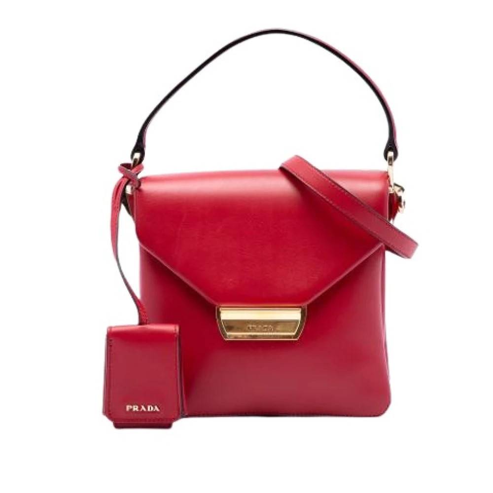 Prada Vintage Pre-owned Top-Handle Flap Bag - Vintage - Dame - Rød - ONE SIZE - Uld