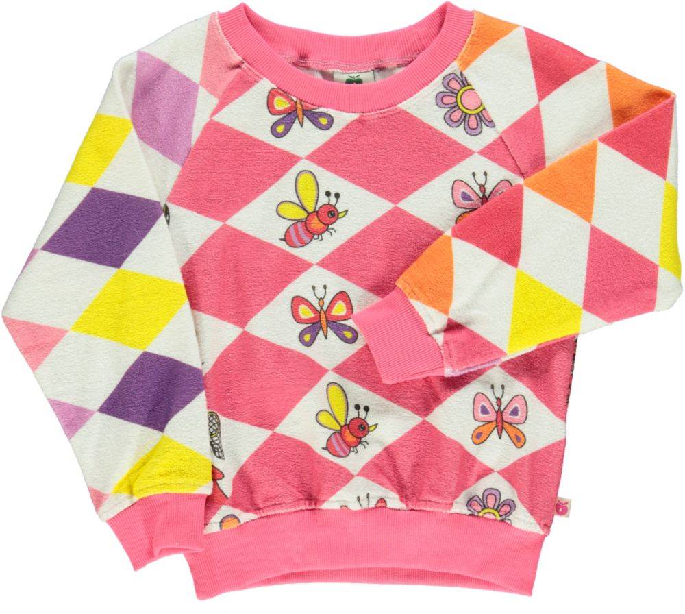 Sweatshirt With Pocket, Harlequin Butterfly & Bee - Pink / 11-12