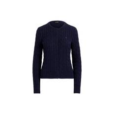 Polo Ralph Lauren Solid Color Cable Knit Sweater Women tops Navy-Blue 200861975-002 L