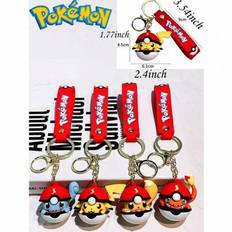 Pokémon, Master Ball Pikachu silikonnyckelring, Pokémon nyckelhänge, nyckelring för män och kvinnor, perfekt festpresent, kontorsmaterial, födelsedags - Multifärgad (Slumpmässig stil,Blandat set)
