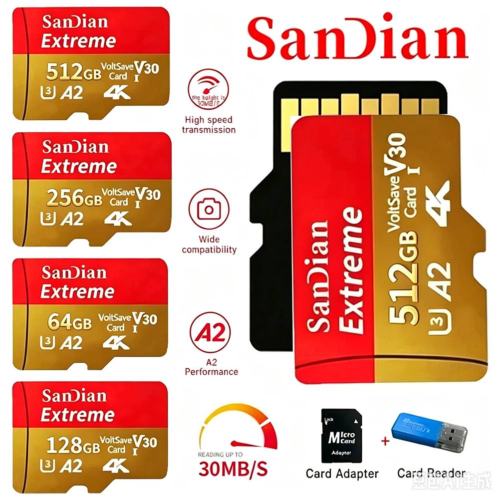 Class 10 UHS-1 High Speed Memory Card 128GB 512GB Original Micro SD Card Waterproof SD Card for PC Laptop Phone Tablet Camera