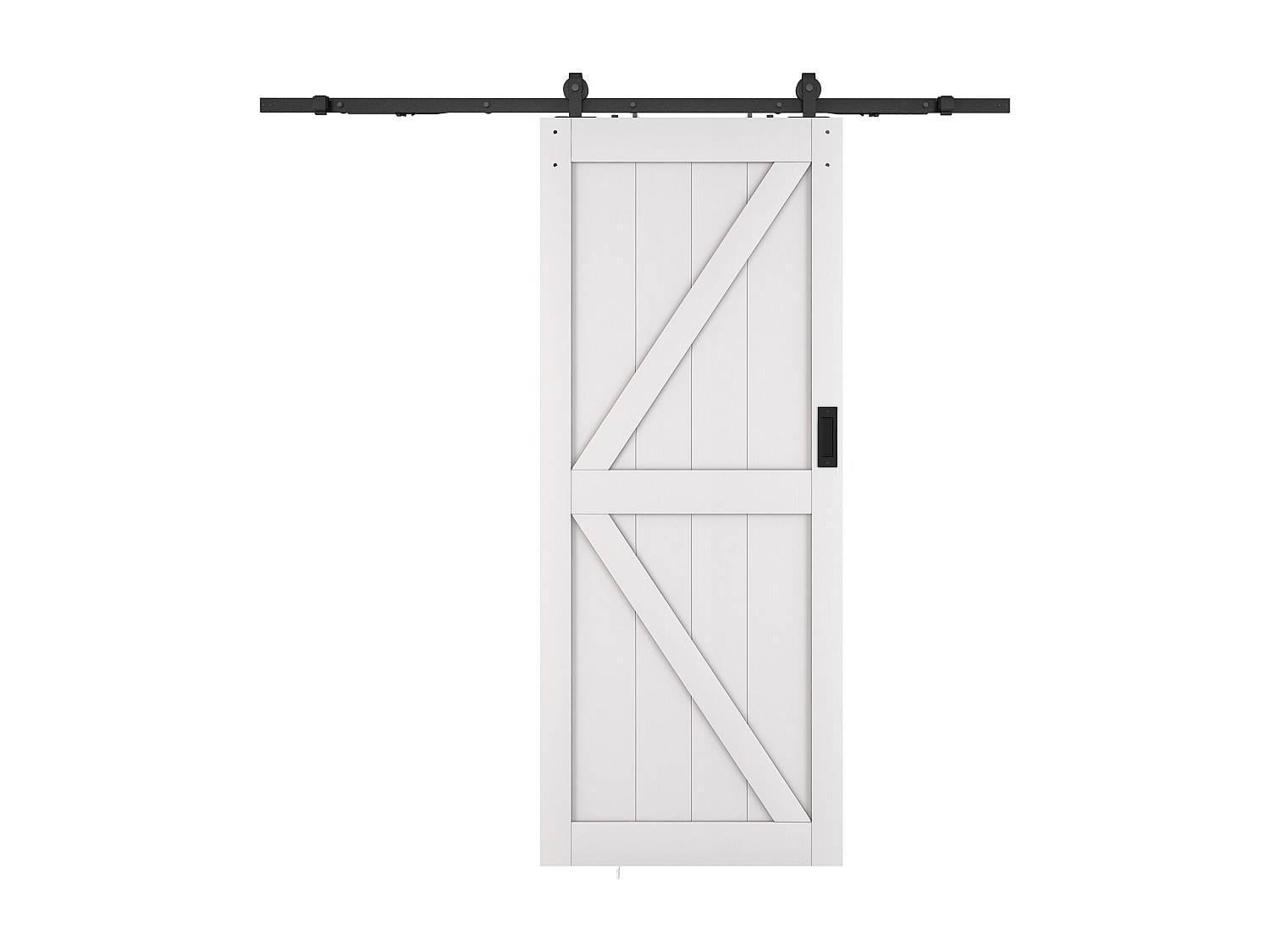 Skjutdörr med utanpåliggande system - Trä och MDF - vit - H205 x 83 cm - NEFARA