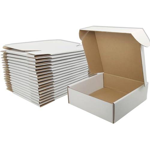 Cenoid Små Postlådor, 20 x 20 × 10 cm, Vita Postpaket Försändelse Papperskartong Lådor För Post, Försändelse, Leverans, Förpackningslådor För Små Företag (Paket Med 25)