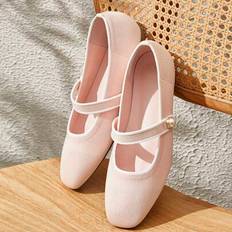 Women Red Plaid Square Toe Flat Shoes, Comfortable - Pink - EUR36,EUR37,EUR38,EUR39,EUR40,EUR41