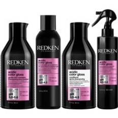 Redken Acidic Color Gloss Sulphate-Free Shampoo 300ml, Glass Gloss Treatment 237ml, Conditioner 300ml & Leave-in Treatment 190ml