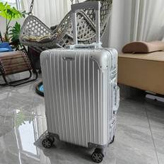 High-Quality 100% Aluminum-Magnesium Alloy Material Luggage, Portable Travel Suitcase With Multi-Directional Airplane Wheels, Waterproof, For Men & Wo - Silver - 20 inch
