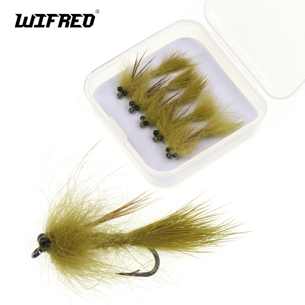 Wifreo 5pcs #10 Realistic Dragonfly Hare's Ear Nymph Streamer Damselfly Artificial Insect Baits Wet Fly Fishing Fly Trout Lure