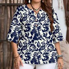 Casual Floral Plus Size Shirt, Suitable For Summer Womens Blouses Floral Blouses For Women Women Blouses Summer - Multicolor - 0XL,1XL,2XL,3XL,4XL