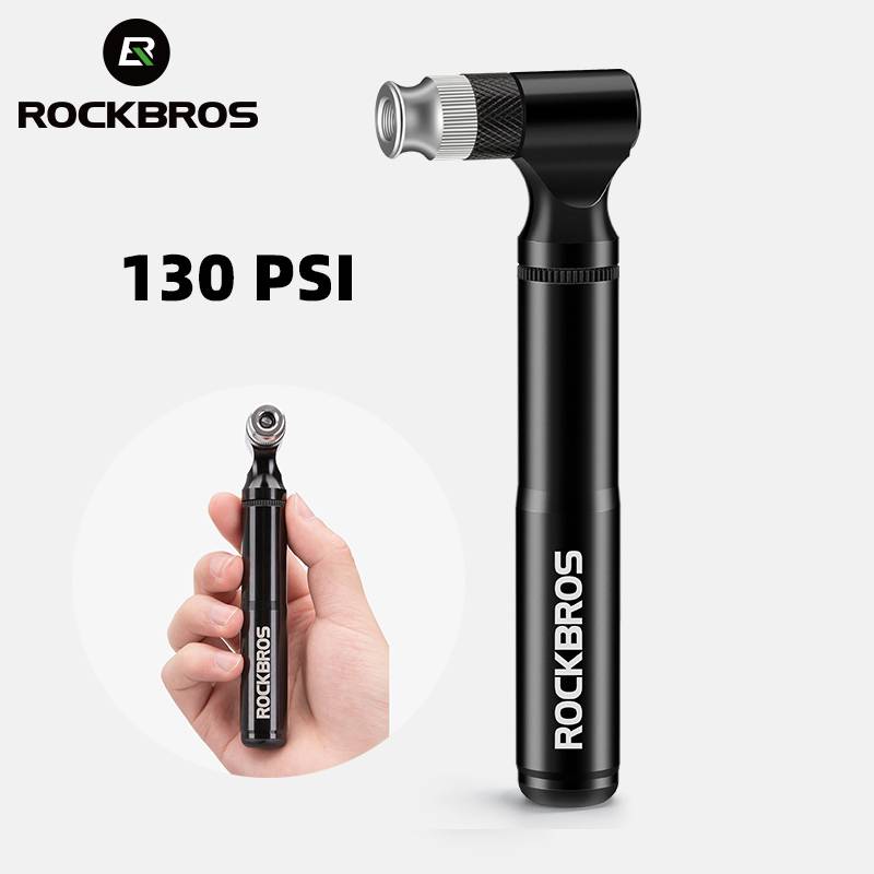 ROCKBROS 130psi Bike Pump Mini Portable Tire Air Inflator Bicycle Pump Aluminum Ultralight Hand Air Pump MTB Road Cycling Pump