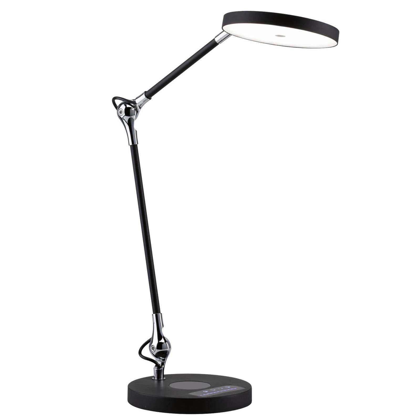 Paulmann LED skrivbordslampa Numis, dimbar, Svart, Arbetsrum / kontor, Aluminium / grå / zink, Modern, LED-bordslampa