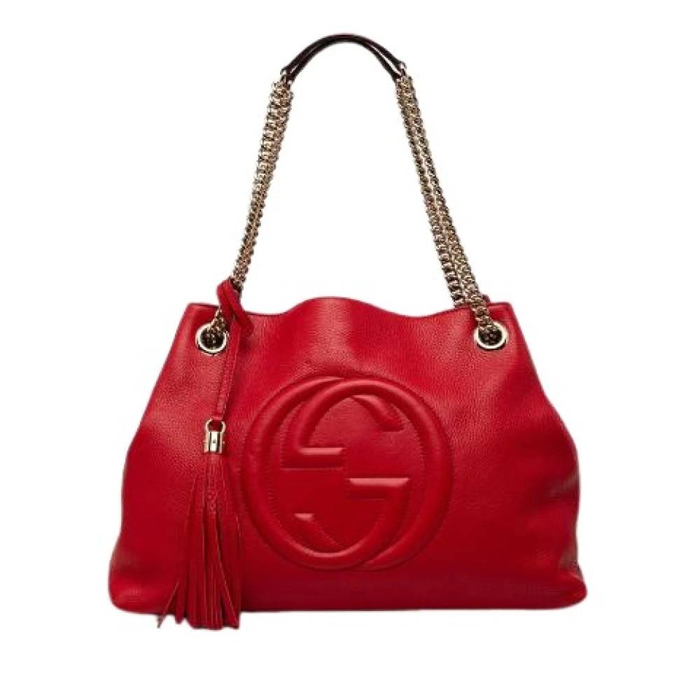 Gucci Vintage Pre-owned Soho Læder Kæde Skuldertaske - Vintage - Dame - Rød - ONE SIZE - Uld