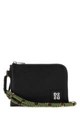 Dsquared2 D2 Upside Down Calfskin Leather Clutch — Black