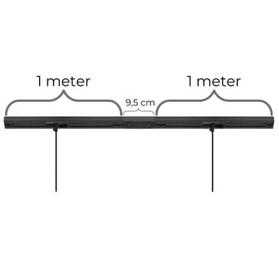 Square lampeskinne til loft til nedhængte lamper (pendler), til 5 lamper, midtertilslutning, sort, 2 meter