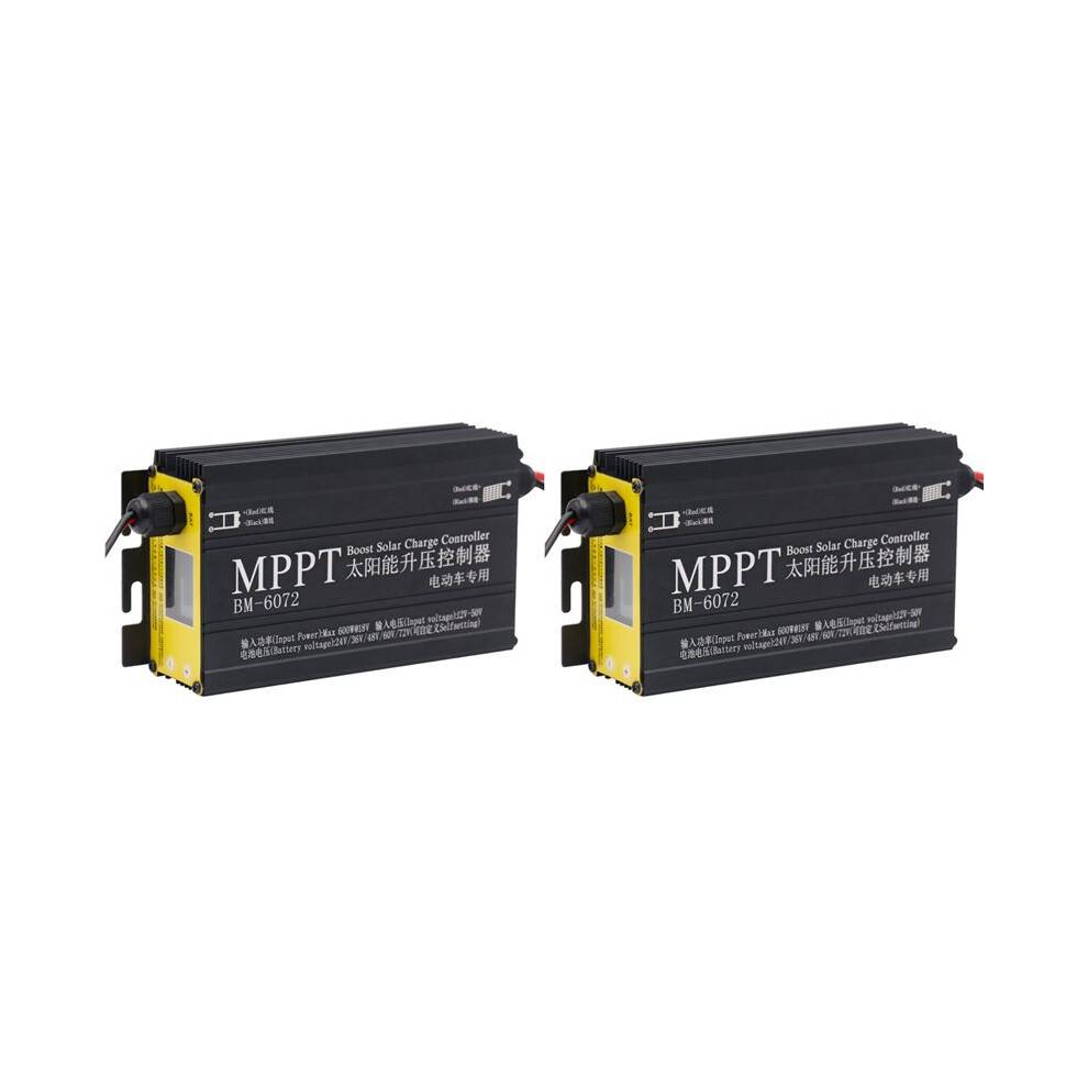 2X BM6072 600W MPPT Boost Solar Charge Controller for 24V 36V 48V 60V 72V Battery System Solar Panel 12-50V Input
