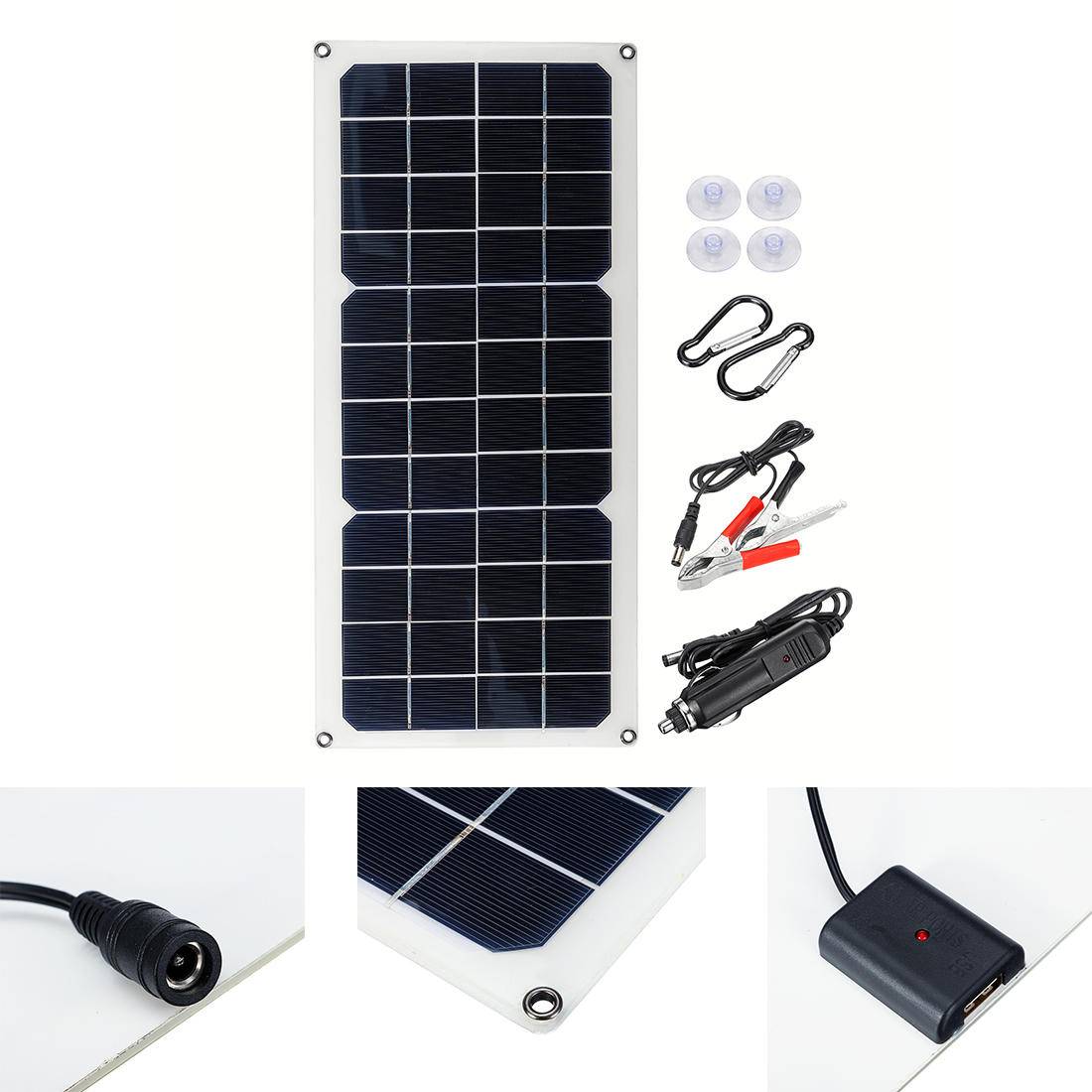 16V 10W 1,2A 420x190x2,5mm Monokristallint Semi-flexibelt Solpanelset med Bakre Kopplingslåda För Enkel USB-port