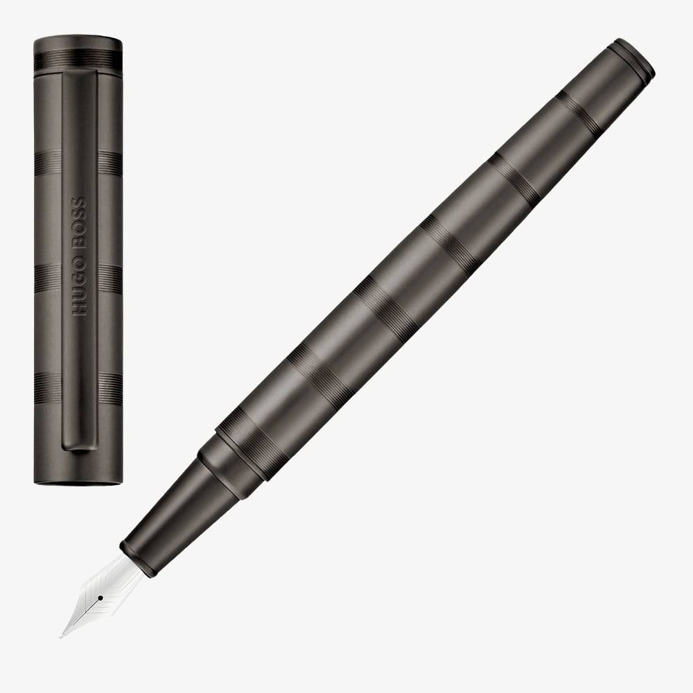 BOSS Loop Stripes Gunmetal Fountain Pen HSH6852D - Grey