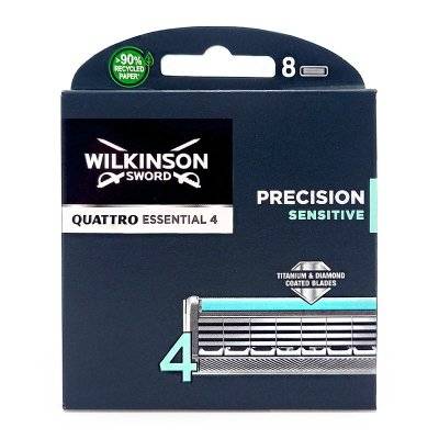 Wilkinson Sword Quattro Essential 4 Precision Sensitive - 8 rakblad (Prenumeration: Var fjärde månad)