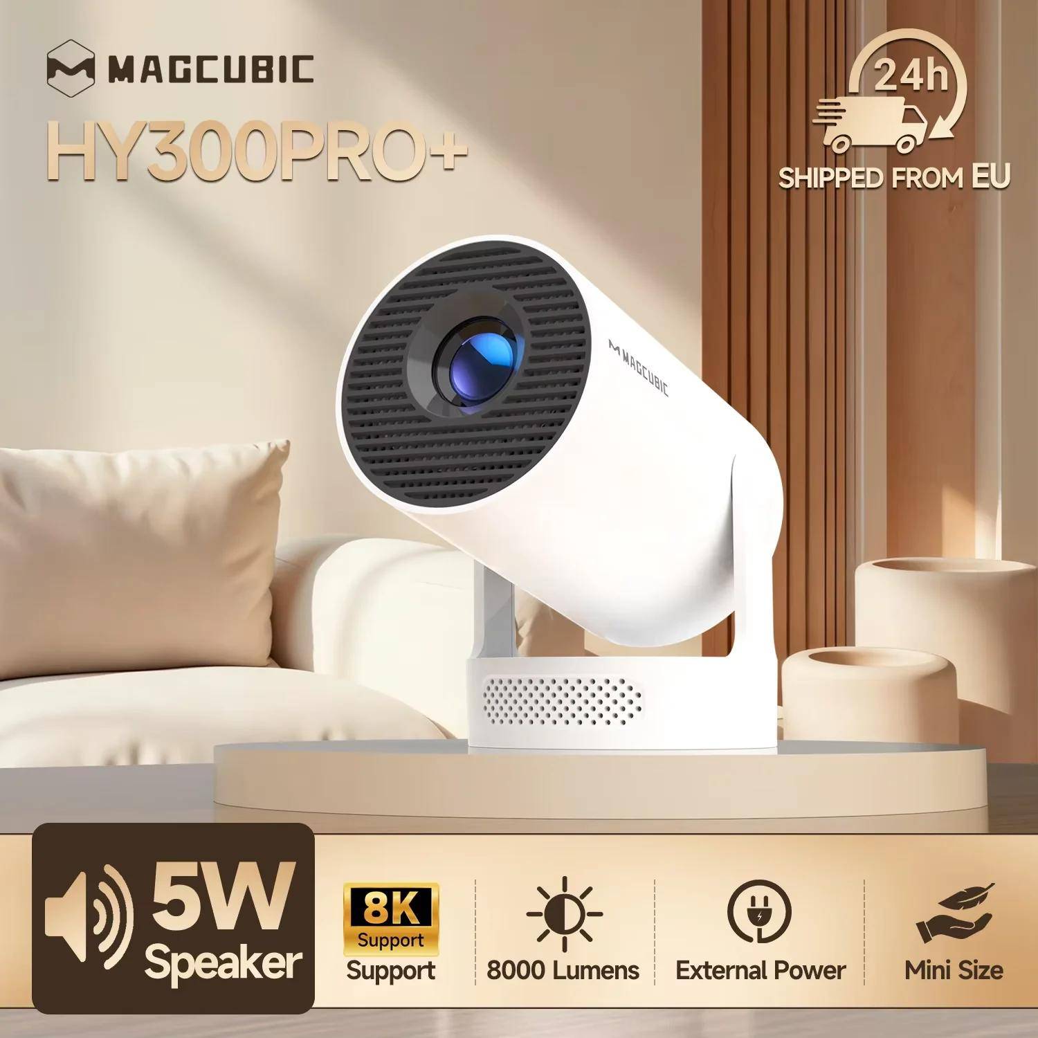 Magcubic HY300 Pro+ Projector 8K Android 14 290ANSI Portable  WiFi 6 BT5.4 Outdoor Theater 5W HiFi Speaker 720P HD Supported