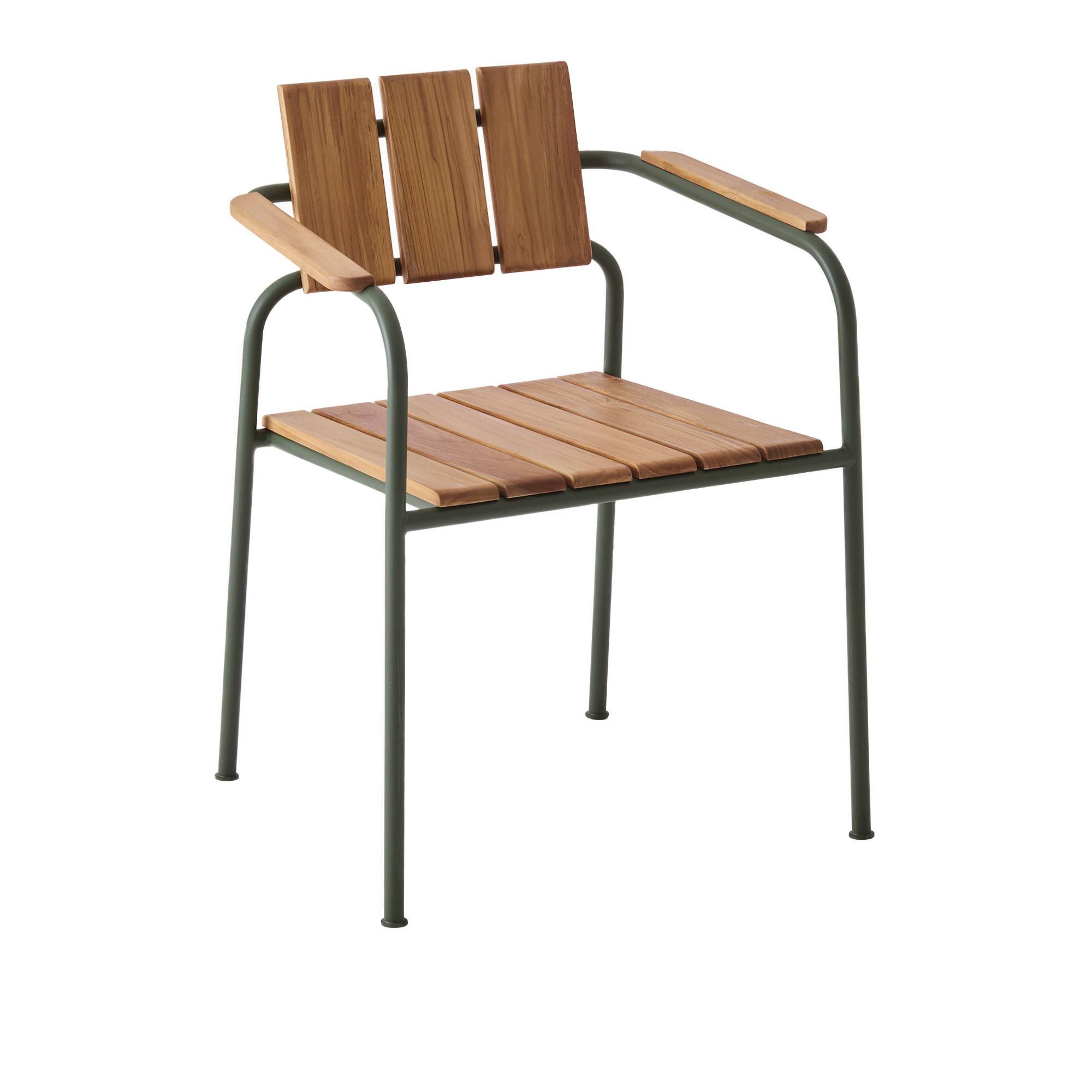 A Huseby - Kallio outdoor dining chair with armrests green - Udendørs spisebordsstole - Sami Kallio - Grøn - Metal/Træ