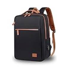 Laptop-ryggsäck 15,6 poly, herr, dam - bärbar dator med USB-utgång Sensa kabel, arbete för män kompatibel som reseryggsäck, damarbete, skolväskor, universitet, kontor, Svart, brun, M