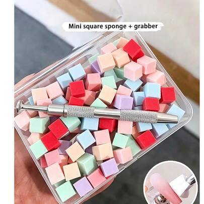200 st mini-nagelkonstsvampar, nagelmålningssvampar, lämpliga för ombré-nageldesign, fyrkantiga nagelsvampsapplicatorer, för professionell nagelsalong - Multifärgad