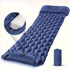 TEMU 1-person Portable Inflatable Camping Air Mattress - Durable Tpu, Foot Pump Included, Rectangular Outdoor Travel & Picnic Essential With Repair Kit And Carrying Bag