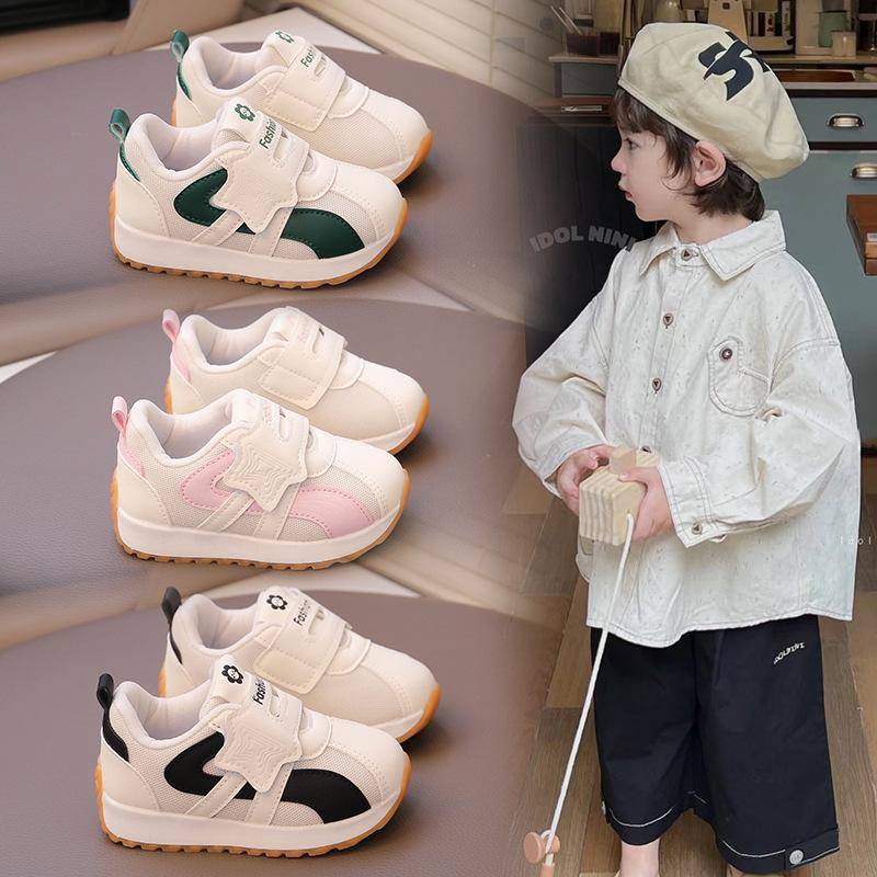 Andningsbara barnsneakers pojkar lätta skor flickor bekväma mångsidiga nätsskor baby kardborre andningsbara brädskor cm grön