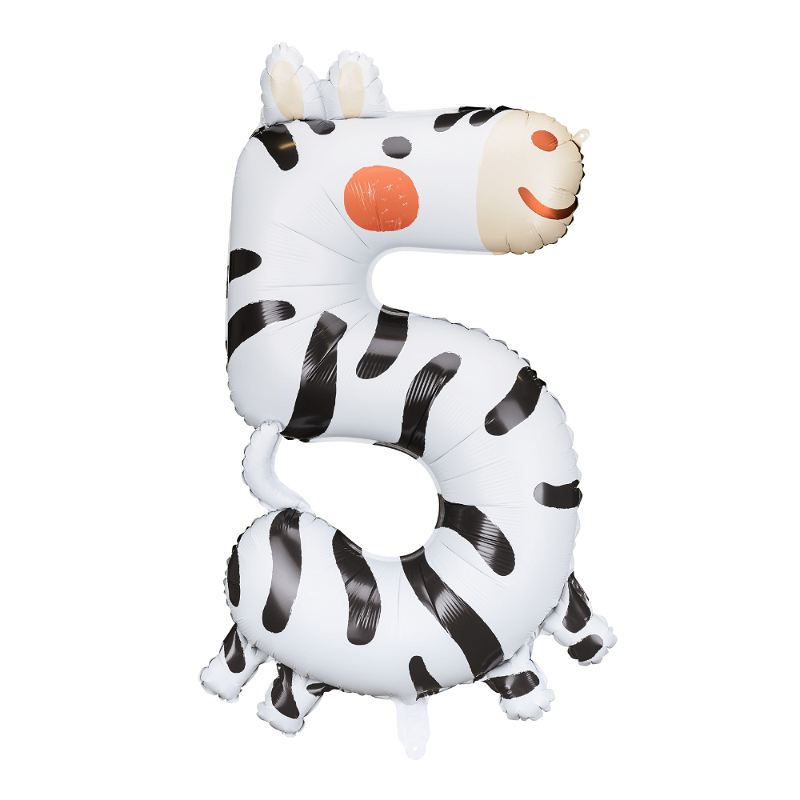 Zebra Tal Ballon 5 til Fødselsdag og Safari Tema, Oppustelig Folieballon