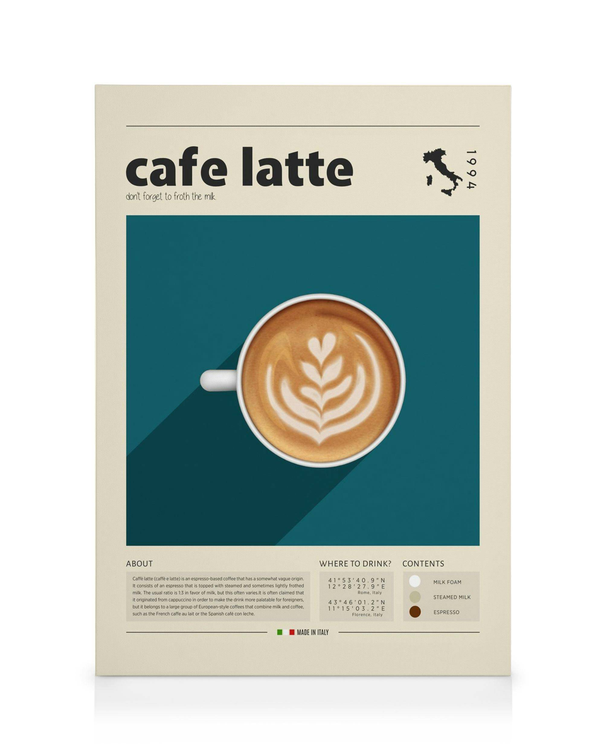 Canvastavlor Cup of Cafe Latte Canvastavla (70x100 cm - Svart ram)