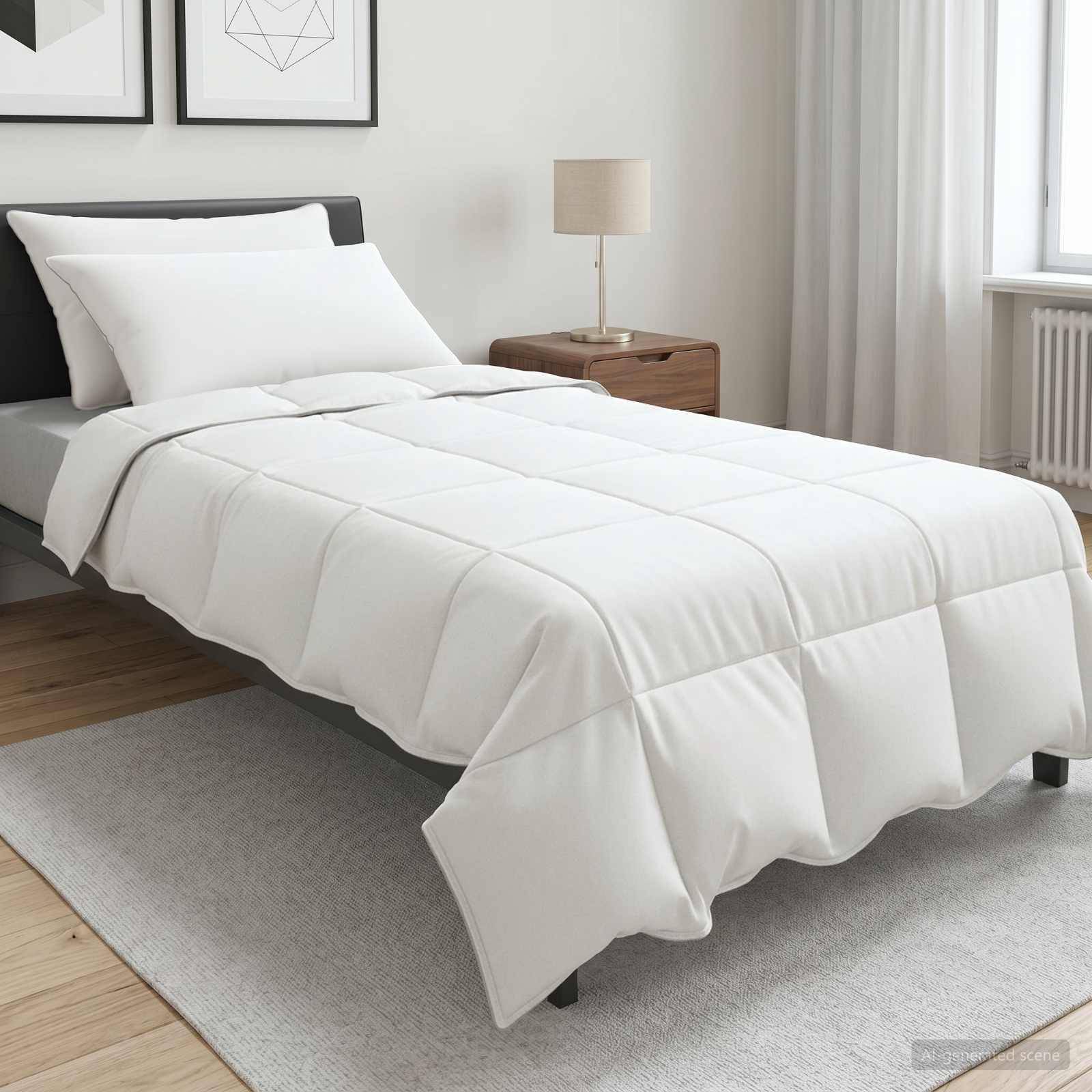vidaXL Täckeset med kudde Vit 135 x 220 cm Polyester, Bambufiber