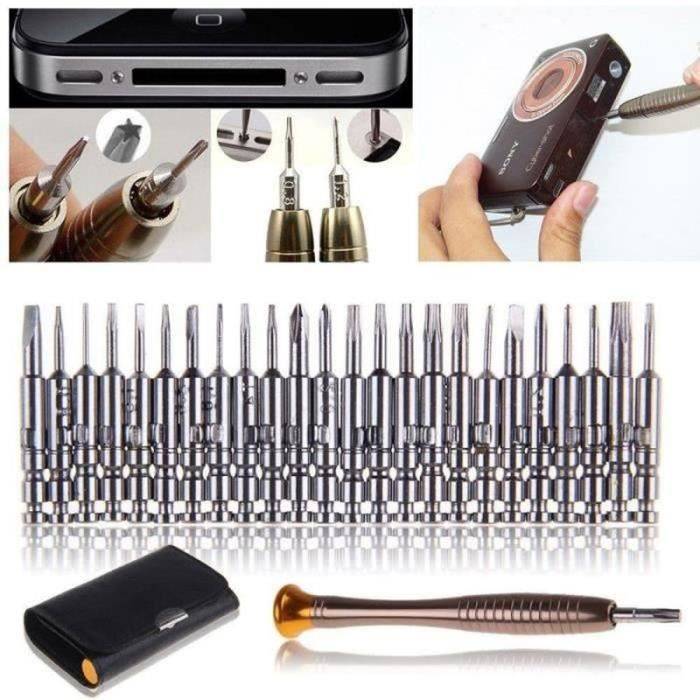 Tournevis de précision 25 en 1 - LECHEO - Outil de réparation pour iPhone PC montre - Blanc