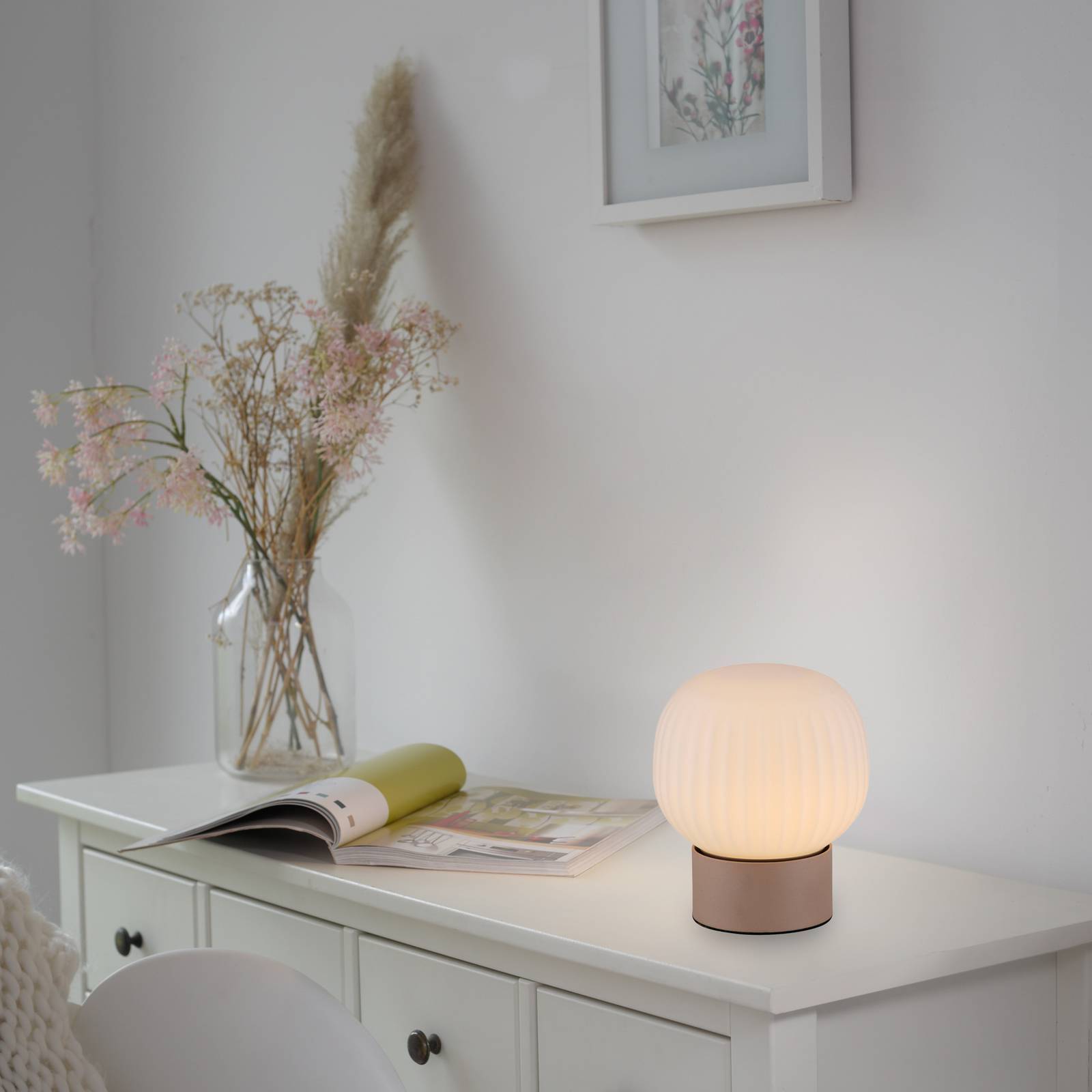 JUST LIGHT. GmbH Bordslampa Nami, dimbar, Brun / rost, Vardagsrum / matsal, Metall, Bordslampa